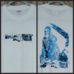 Dead Stock Planet Of The Apes T-Shirt Men's Small Movie Promo White Cotton Hanes